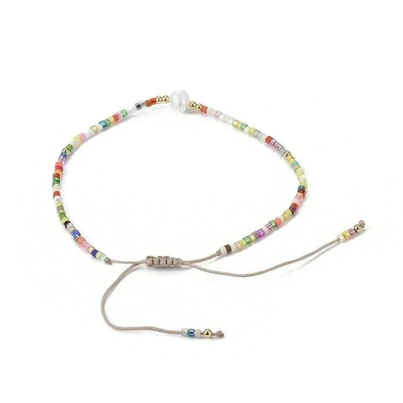 Handcrafted Real Freshwater Pearl Multicolor Japanese Glass Beads Bracelet - Picture 3 of 3